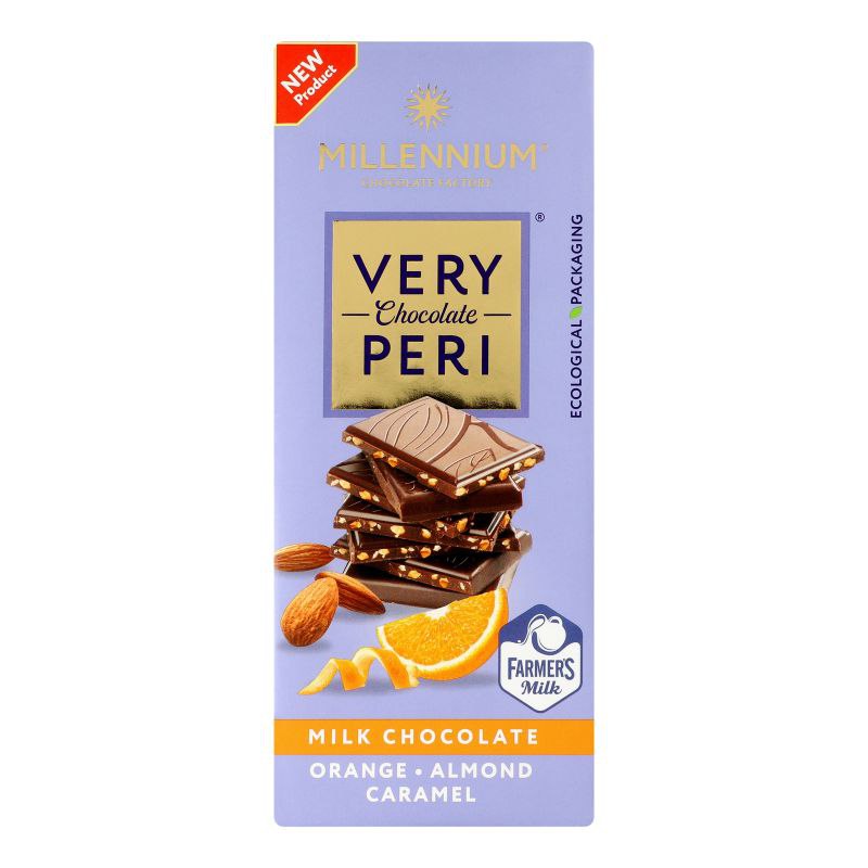 Шоколад Millennium Very Peri молочний мигдаль, карамель, цедра апельсина 85г